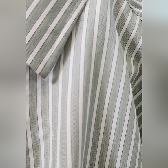 Roundtree & Yorke Men's  Two Ply Cotton Green/ White Striped Shirt  Sz 3XT - Picture 6 of 6